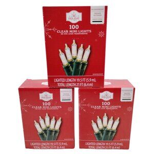 Holiday Time 300 Clear Mini Lights Incandescent Indoor/Outdoor Green Wire 19.5 F